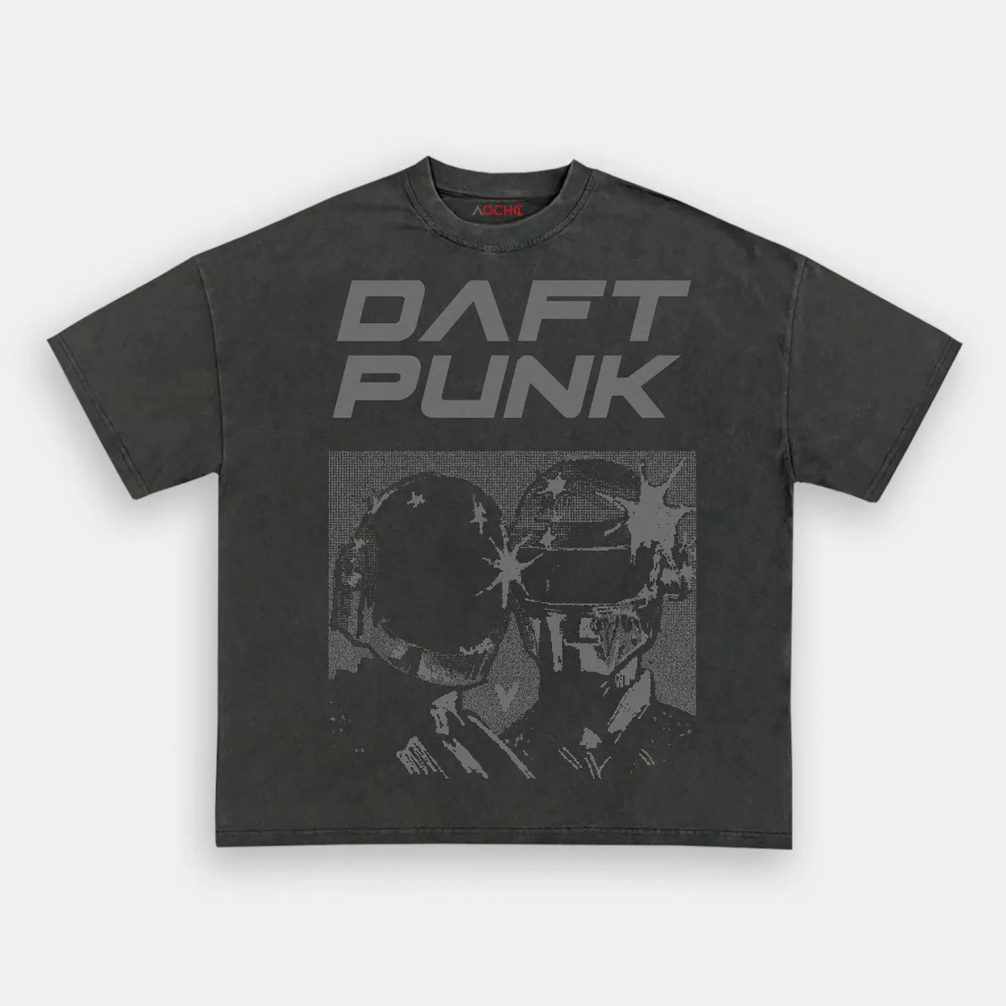 BLACK AND WHIT PIXEL DAFT PUNK TEE