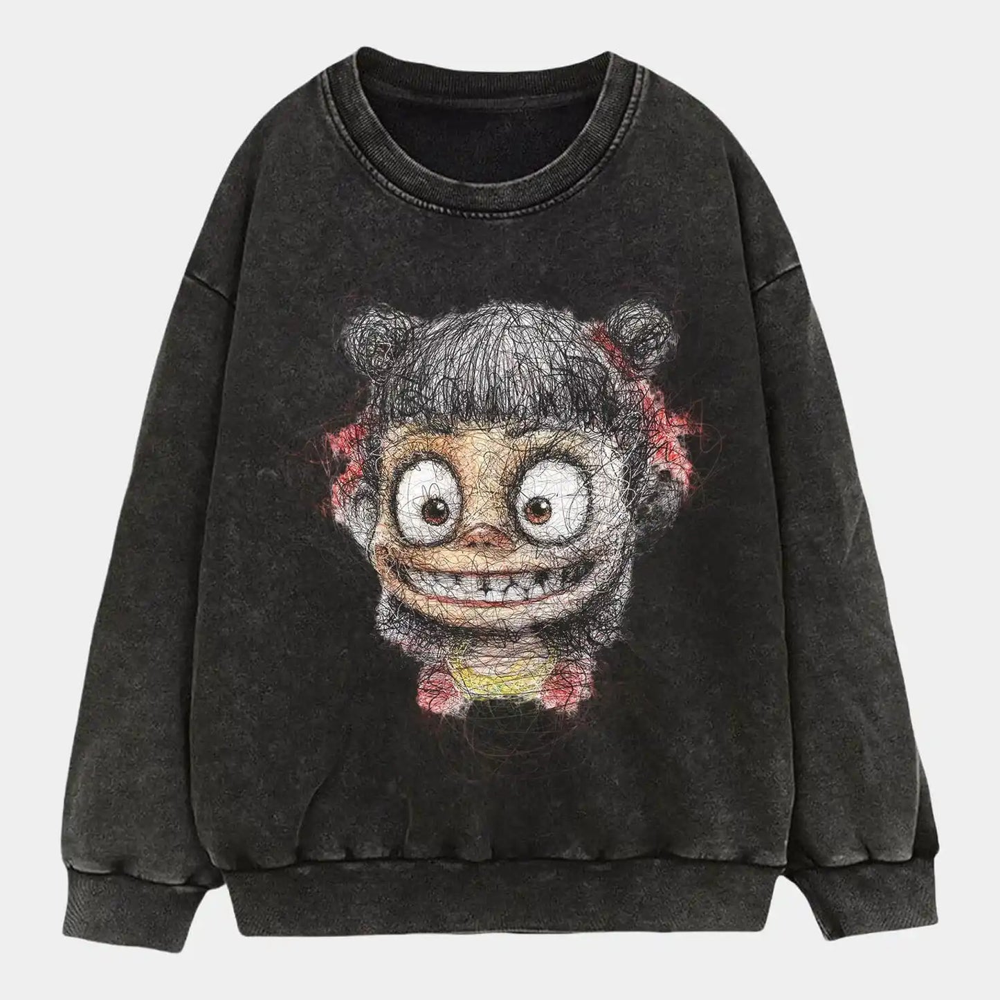 Ne Zha2 Creative Print Acid Wear