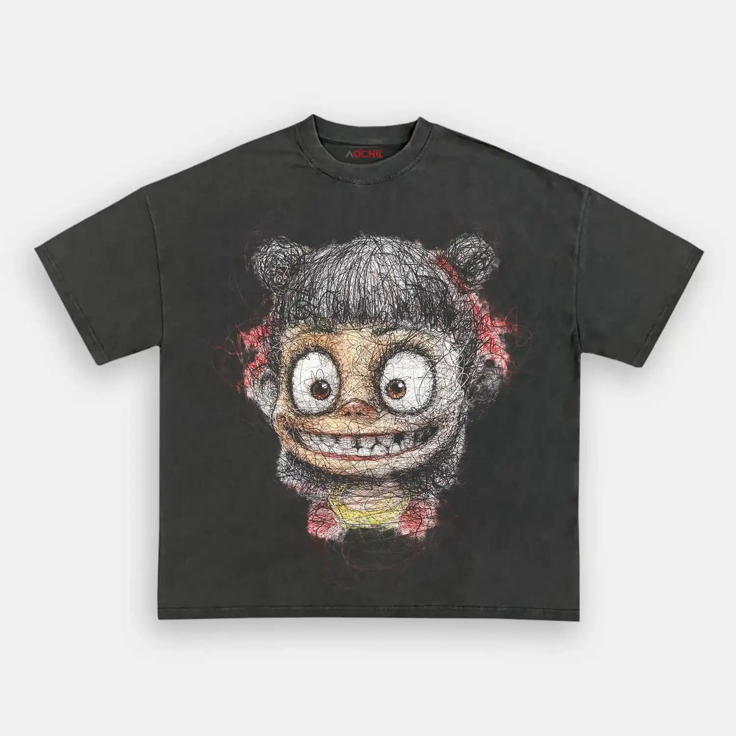 Ne Zha2 Creative Print Acid Wear