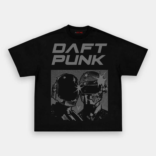 BLACK AND WHIT PIXEL DAFT PUNK TEE