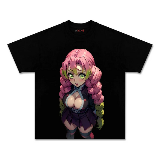 MITSURI KANROJI UNISEX ANIME INSPIRED VINTAGE TEE丨DEMON SLAYER-[FRONT]