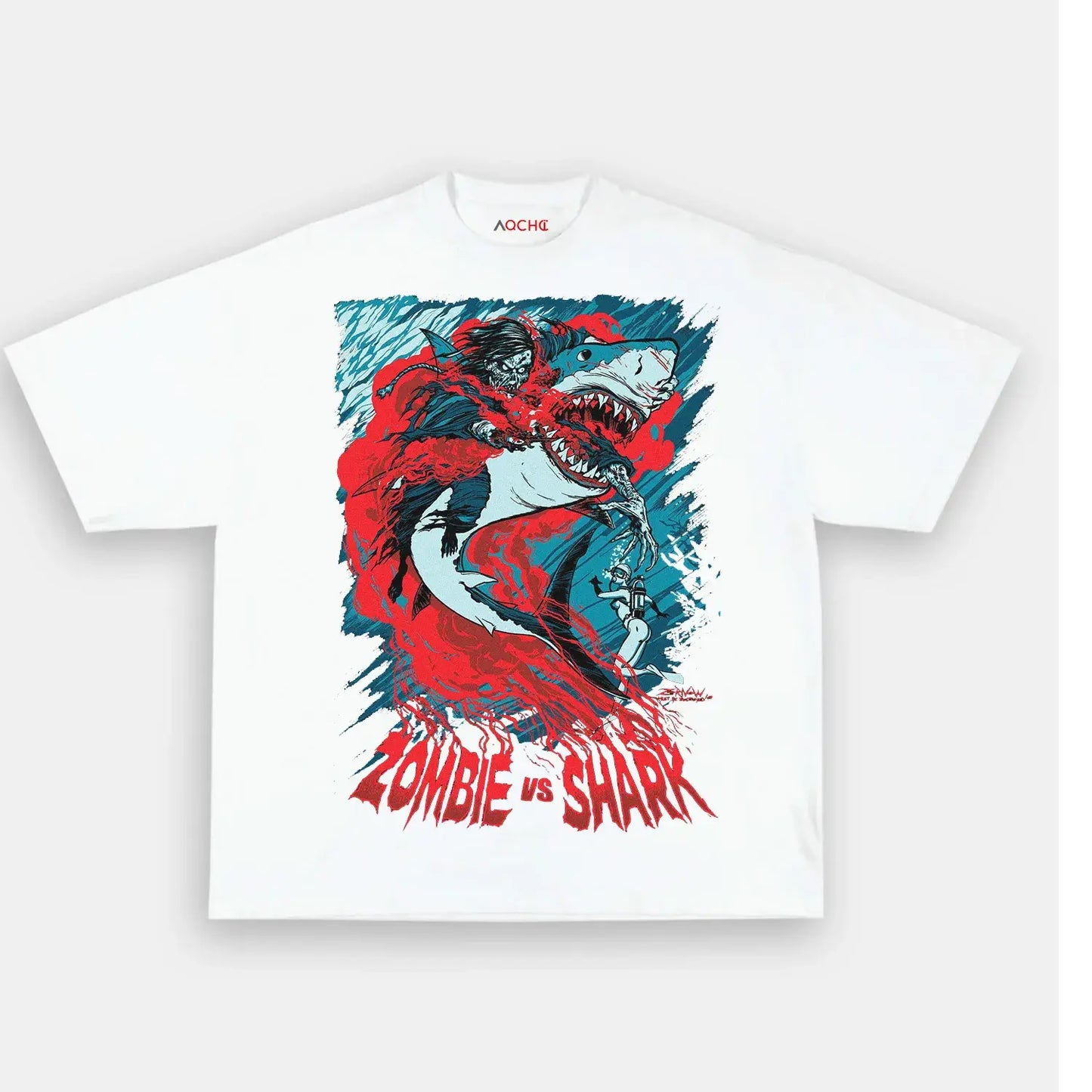 Zombie vs Shark Tee