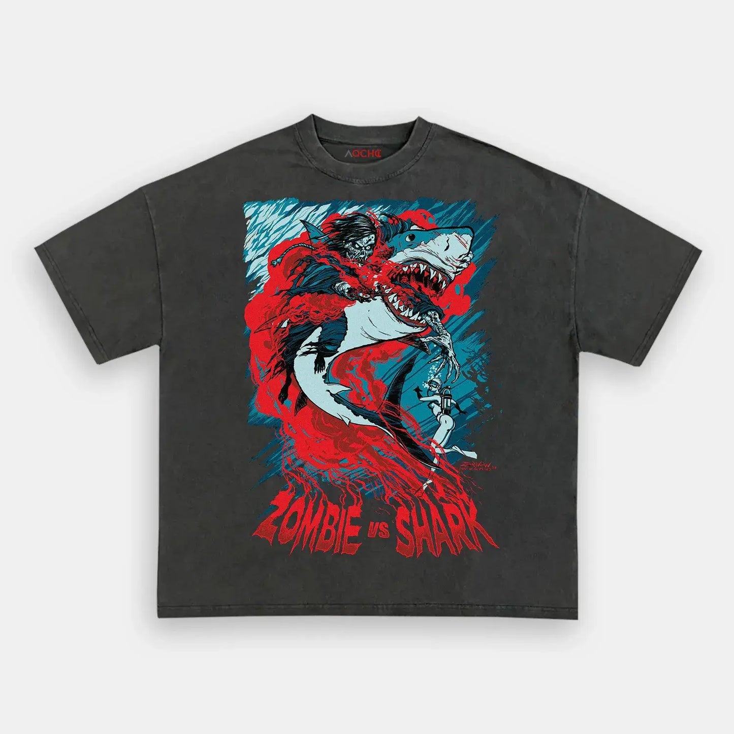 Zombie vs Shark Tee