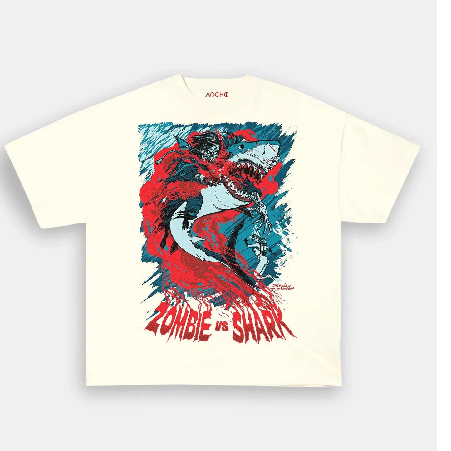 Zombie vs Shark Tee